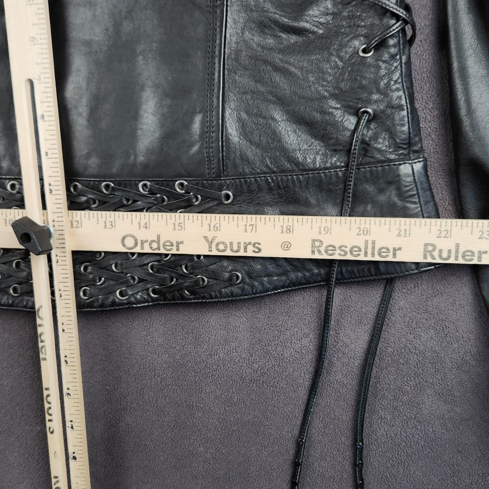 Harley-Davidson Leather Motorcycle Jacket Womens Large Black Studded Lace Up - Picture 12 of 15